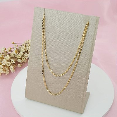 Corrente Banhada a Ouro Elo Argola Aberta 60 cm Bijou Art