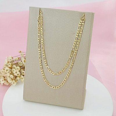 Corrente Banhado a Ouro Elo 3x1 Maior Longo 50 cm Bijou Art