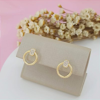 Brinco banhado a Ouro Aro Com Pedras Bijou Art