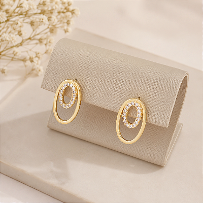 Brinco Banhado a Ouro De Aro Com Pedras Bijou Art
