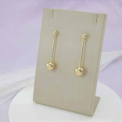 Brinco Banhado a Ouro Pendurado Com Bola Bijou Art