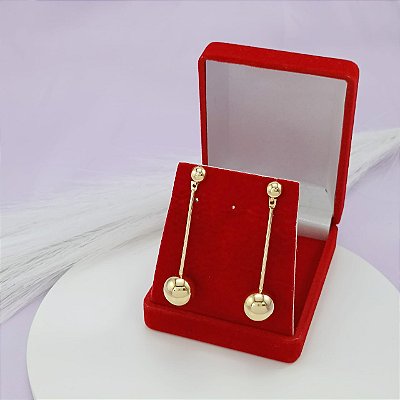 Brinco Banhado a Ouro Pendurado Com Bola Bijou Art