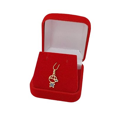 Pingente Menino Banhado a Ouro 18K Com Pedra Azul Bijou Art