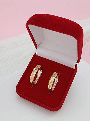 Par de Aliança Reta De Moeda Com Cava No Meio Bijou Art