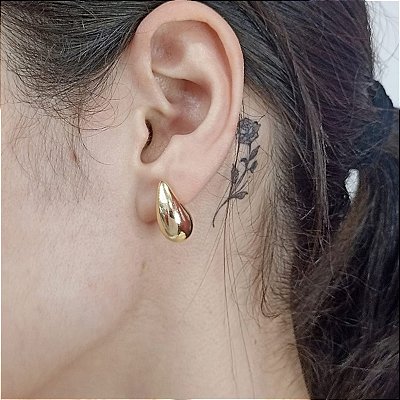 Brinco De Gota Banhado a Ouro 18K Feminino Bijou Art
