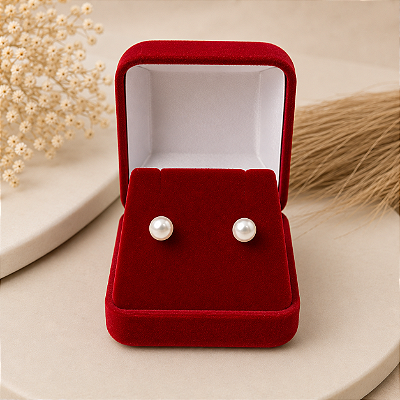 Brinco Banhado a Ouro 18K Pérola Achatada 6mm Bijou Art
