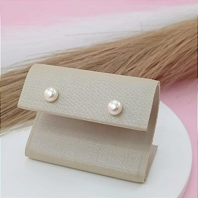 Brinco Feminino Banhado a Ouro 18K Meia Pérola 6mm Bijou Art