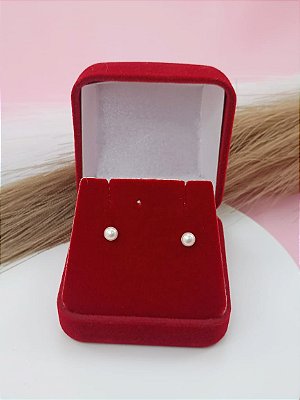 Brinco Feminino Banhado a Ouro 18K Meia Pérola 4mm Bijou Art