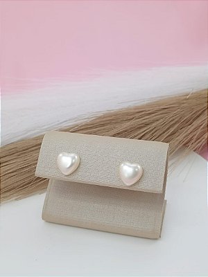 Brinco Feminino Banhado a Prata 925 De Coração Com Pérola Bijou Art