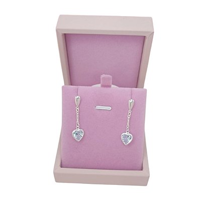 Brinco Feminino Banhado a Prata 925 Com Zircônia Pendurado Bijou Art
