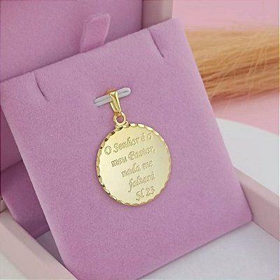 Pingente Gravado Salmo 23 Banhado a Ouro 18K Bijou Art