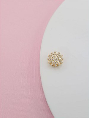 Pingente Feminino Banhado a Ouro 18k Redondo Com Pedras De Zircônia  Bijou Art
