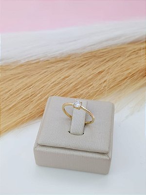 Anel Feminino Banhado a Ouro 18K Com Zircônia Bijou Art