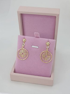 Brinco Redondo Banhado a Ouro 18K Pendurado Bijou Art