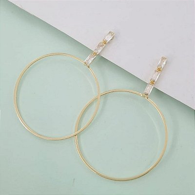 Brinco Pendurado Antialérgico Redondo Banhado a Ouro 18K Bijou Art