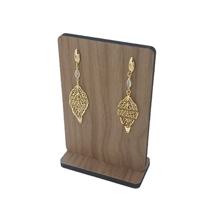 Brinco Feminino Banhado a Ouro 18K Pendurado De Folha Bijou Art