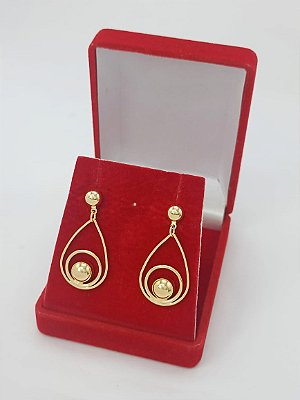 Brinco Banhado a Ouro Gota Grande Feminino Bijou Art