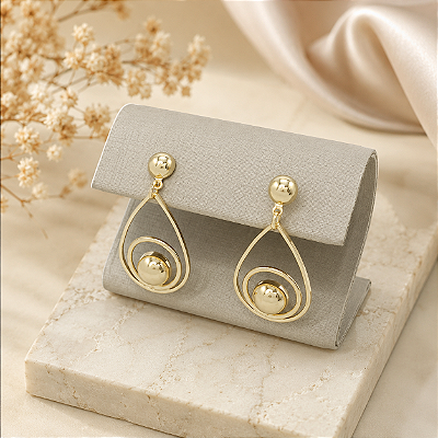Brinco Banhado a Ouro Gota Grande Feminino Bijou Art