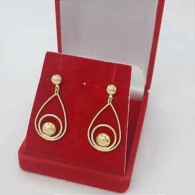 Brinco Banhado a Ouro Gota Grande Feminino Bijou Art