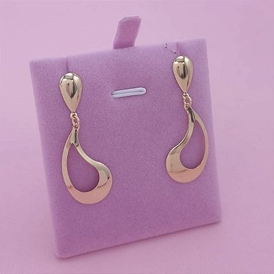 Brinco Gota Grande Vazada Banhada a Ouro 18k Bijou Art