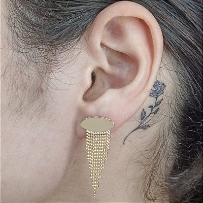 Brinco Feminino Elegante Banhado a Ouro Pendurado Bijou Art
