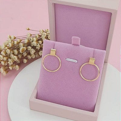 Brinco Antialérgico Banhado a Ouro 18K Com Argola Pendurado Bijou Art