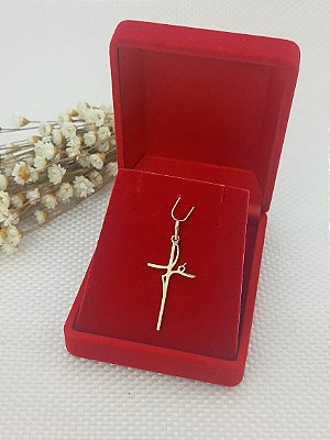 Pingente Banhado a Ouro Escrito Fé Liso Bijou Art