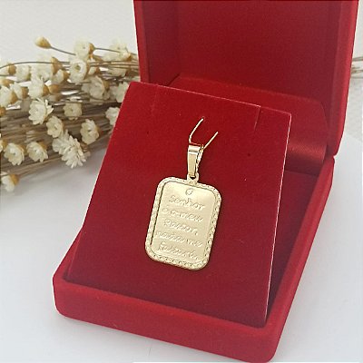 Pingente Banhado a Ouro Placa Escrita Lisa Bijou Art