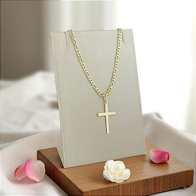 Pingente Banhado a Ouro de Cruz Liso Bijou Art