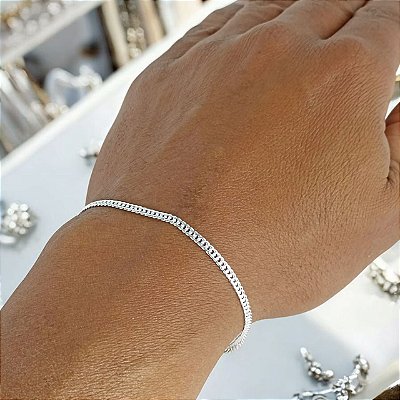 Pulseira Banhada a Prata De Elo Curto Bijou Art