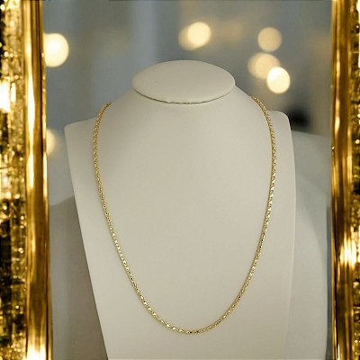 Corrente Banhada a Ouro 45 cm Elo Importado Tubinho Bijou Art