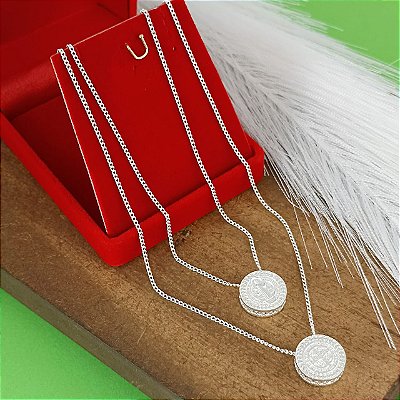 Escapulário De Prata 925 De São Bento Com Pedras Mini Bijou Art