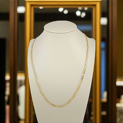 Corrente Banhada a Ouro 60 cm Elo 3x1 Maior longo Bijou Art