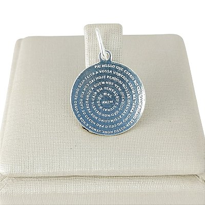 Pingente De Prata 925 De Chapa lisa Com Pai Nosso Bijou Art