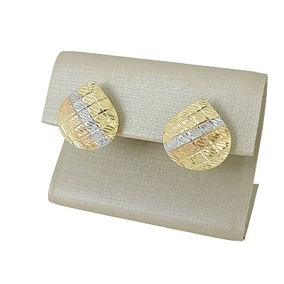 Brinco Banhado a Ouro Fixo De Gota 3 Cores Bijou Art