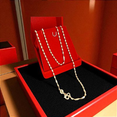 Corrente Banhado A Ouro Elo Chato Importado Torcido Bijou Art