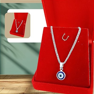 Pingente Banhado a Prata De Olho Grego Bijou Art