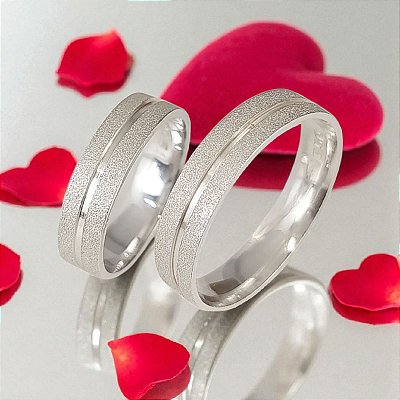 Aliança De Prata 925 Reta Anatômica Com Detalhe trabalhado Bijou Art