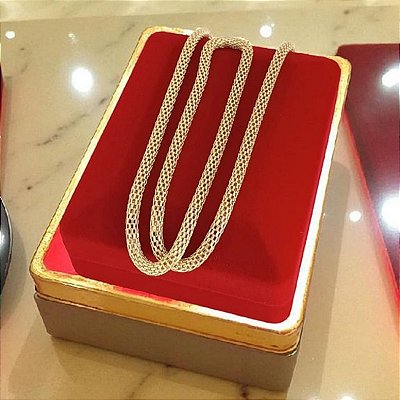 Corrente Banhado a Ouro 40cm Tubo Redinha 3.1MM