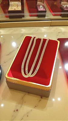 Corrente Banhado a Ouro 40cm Tubo Redinha 3.1MM