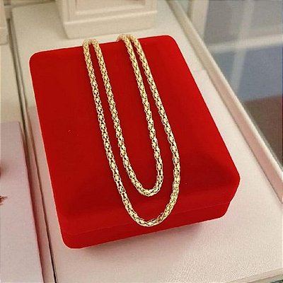 Corrente Banhada a Ouro 40cm Tubo Pipoca Lisa 2.0mm