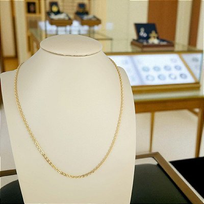 Corrente Banhada a Ouro 40cm Elo Argola Aberta 0.3mm