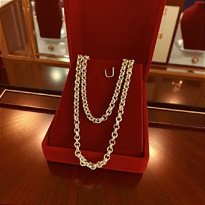 Corrente Banhada a Ouro 40cm Elo Portugês 1.3mm