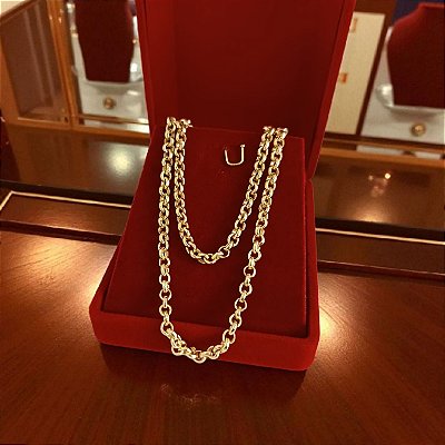Corrente Banhada a Ouro 40cm Elo Portugês 1.3mm