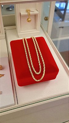 Corrente Banhada a Ouro 40CM Tubo Pipoca Bijou Art