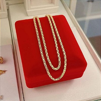 Corrente Banhada a Ouro 40CM Tubo Pipoca Bijou Art