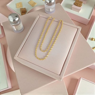 Corrente 40 cm Banhada a Ouro Elo Chato Importado Torcido Bijou Art