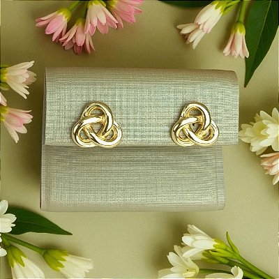 Brinco Fixo Banhado a Ouro De Nó Liso Bijou Art