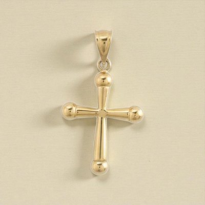Pingente de Cruz Banhado a Ouro Liso Com Pontas Arredondadas