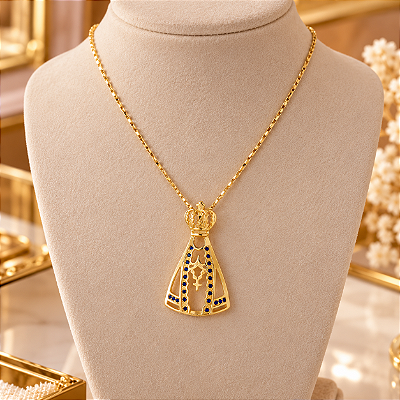 Pingente Nossa Senhora Aparecida Laterias Banhado a Ouro